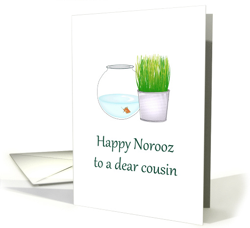 Norooz Greeting for Cousin Sabzeh and Fish Rebirth and Life card