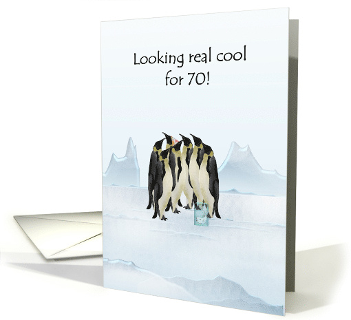 70th Birthday Waddle Of Penguins On The Ice card (1521598)