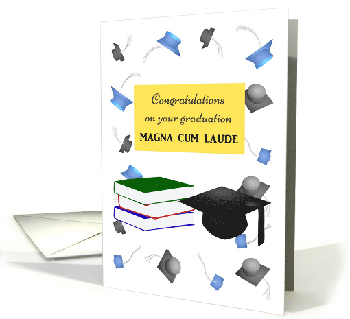 Graduating Magna Cum Laude With Great Honor Cap And Books card