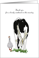 Thank You For Weekend In The Country Cow And Happy Looking Goose card