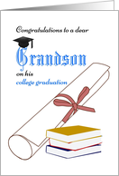 Grandson College Graduation Certificate Stack of Books Graduate Cap card