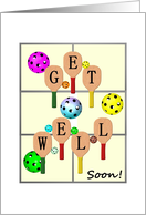 Get Well Pickleball Theme Paddles and Colorful Balls card