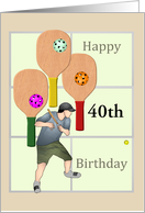 Pickleball Themed Birthday Custom Age Player Paddles and Balls card