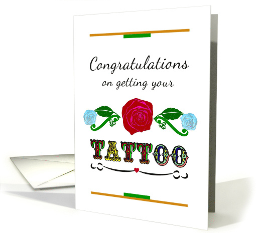 Congratulations Getting a Tattoo Red and Blue Roses... (1533164)