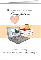 Thinking of Daughter 1st Year at College Custom Name Laptop Books card