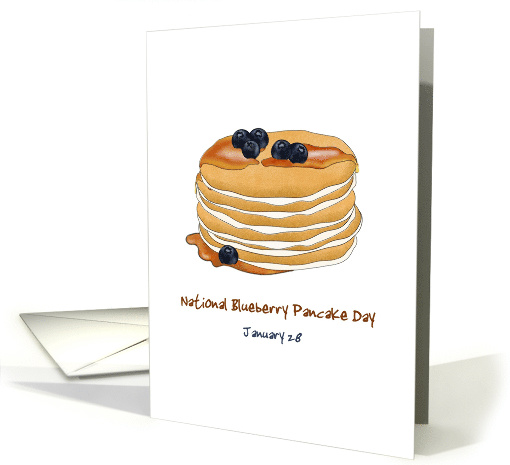 National Blueberry Pancake Day Stack of Delicious Pancakes card