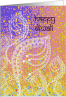 1st Diwali as Newlyweds Swirling Florals on Abstract Background card