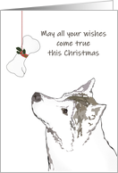 May All Your Wishes Come True Dog Looking at Bone Gift Christmas card