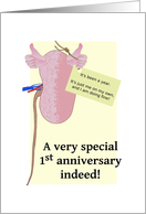 1st Anniversary Living Kidney Organ Donor Kidney Showing Thumbs Up card