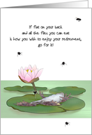 Retirement Retired Frog Flat On Its Back On A Water Lily Pad card