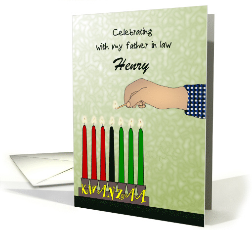 Celebrating Kwanzaa with Father in Law Lighting Candles card (1551130)