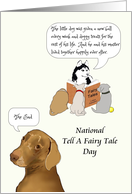 National Tell A Fairy Tale Day Dog Reading to Puppies card