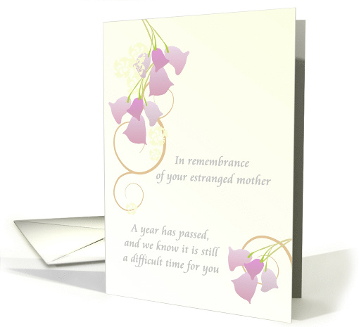 Loss of Estranged Mother 1st Year Soft Colored Abstract Florals card