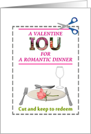 Fun Cut-Out IOU for Valentine’s Day Romantic Dinner For Her card