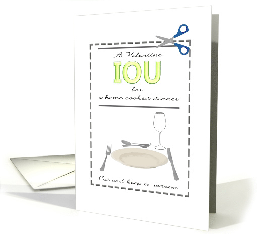 Fun Cut-Out IOU for Home Cooked Dinner Valentine's Day For Him card
