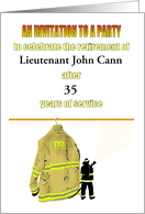 Firefighter and Jacket Retirement Party Invite Custom Name and Years card