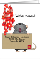 Chinese new year of the Rat, Rat Holding Customizable New Address Card