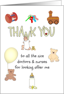 Thank You Medical Staff Pediatric Medicine Baby Building Greeting card