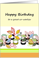 Birthday for Co Worker Colorful Foliage And Geometric Patterns card