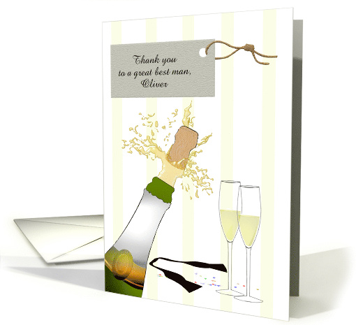 Thank You Best Man Custom Name Champagne and Bow Tie card (1564408)