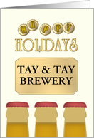 Custom Happy Holidays From Brewery Bottle Caps and Beer Bottles card