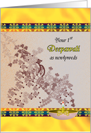 1st Deepawali as Newlyweds Trail of Florals and Oil Lamp card