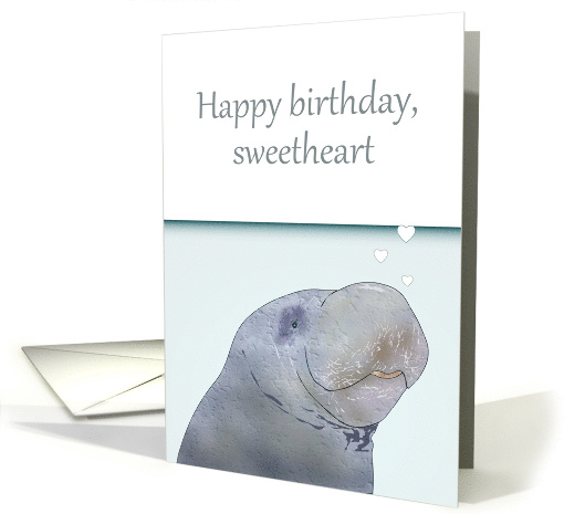 Birthday for Wife Manatee Blowing Heart Shaped Bubbles card (1566586)