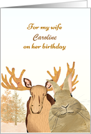 Birthday Wishes for Wife Moose and Wild Rabbit card