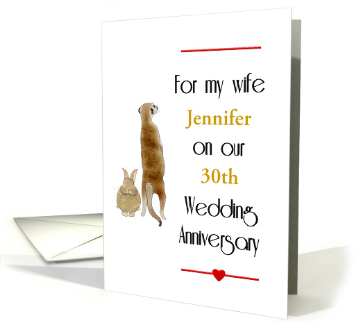 Custom Wedding Anniversary for Wife Cute Rabbit and Meerkat card