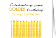 Golden Birthday Turning 20 on the 20th Custom Month card