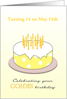 Golden Birthday Turning 14 on the 14th Custom Month card