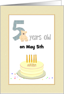 Golden Birthday 5 Years Old on the 5th Custom Month card