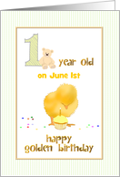 Golden Birthday 1 Year Old on the 1st Custom Month card