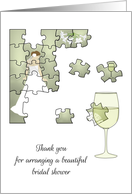 Thank You Hostess for Bridal Shower, Jigsaw Pieces Picture of Bride card