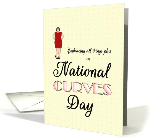 National Curves Day, Plus Size Lady Wearing Red Dress card (1580994)