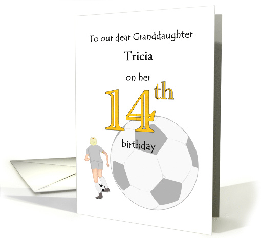 Granddaughter's 14th Birthday Soccer Themed Custom card (1585778)