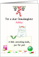 Christmas Money Gift for Young Granddaughter Cute Cat Holding Note card