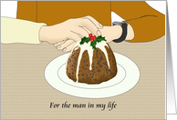 Gay Couple Clasping Hands Christmas for Husband Plum Pudding card