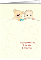 Birthday from Babysitter Baby Tucked Up in Bed Sweet Dreams card