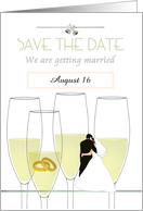 Wedding Save the Date Bride and Groom Wedding Rings Champagne card