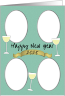 New Year Photo Card Simple Greeting and White Wine card