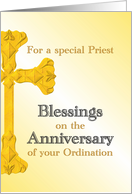 Blessings on Anniversary of Priest’s Ordination, Ornate Wooden Cross card