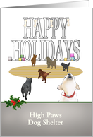 Animal Shelter Happy Holidays Dogs and Bone Decorations card