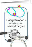 Gaining a Medical Degree Child’s Toy Stethoscope Congratulations card