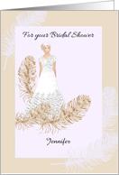 Custom Name Bridal Shower, Bride in Embellished Gown card