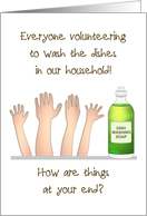 Coronavirus Volunteering to Wash Dishes Keeping Hands Clean card