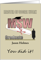 Master of Social Work Graduate Congratulations Cap and Certificate card