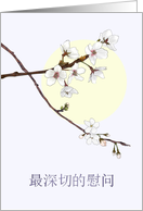 Deepest Condolences in Chinese White Blossoms on Branches card