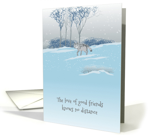 Love of Good Friends Lone Fox Walking on Snow Season's Greetings card