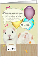 Guinea Pigs with Custom New Year Greeting Colorful Balloons Confetti card